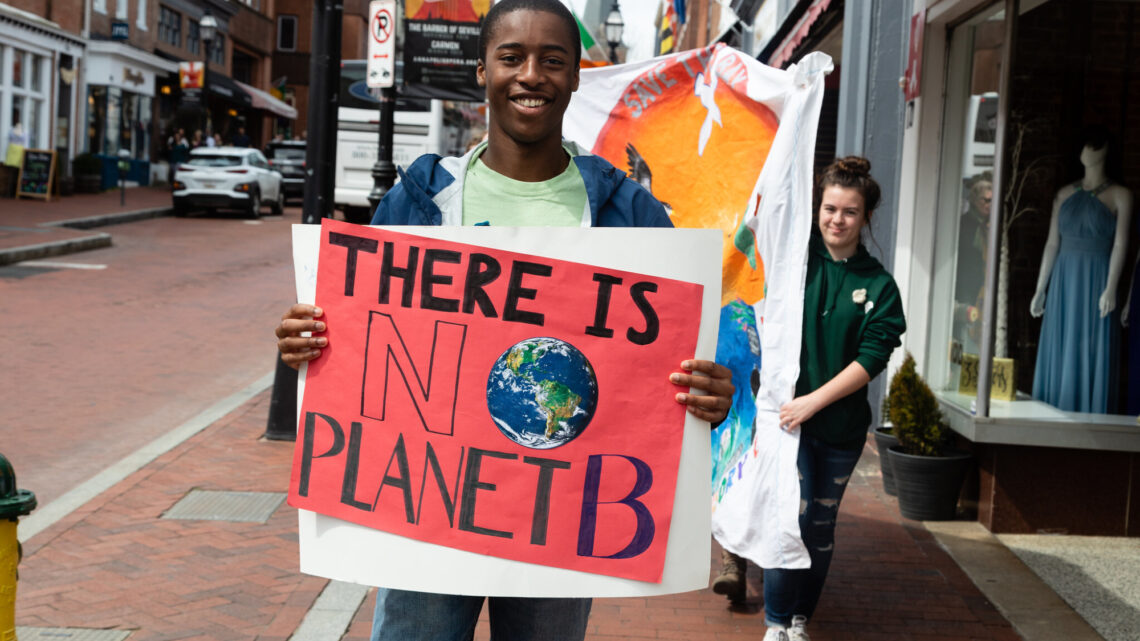 Students walking for climate change action
