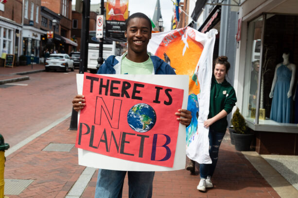 Students walking for climate change action